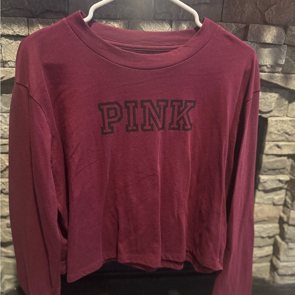 PINK Victoria's Secret Maroon Long Sleeve Tee